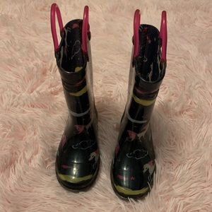 Little girls unicorn light up rain boots
